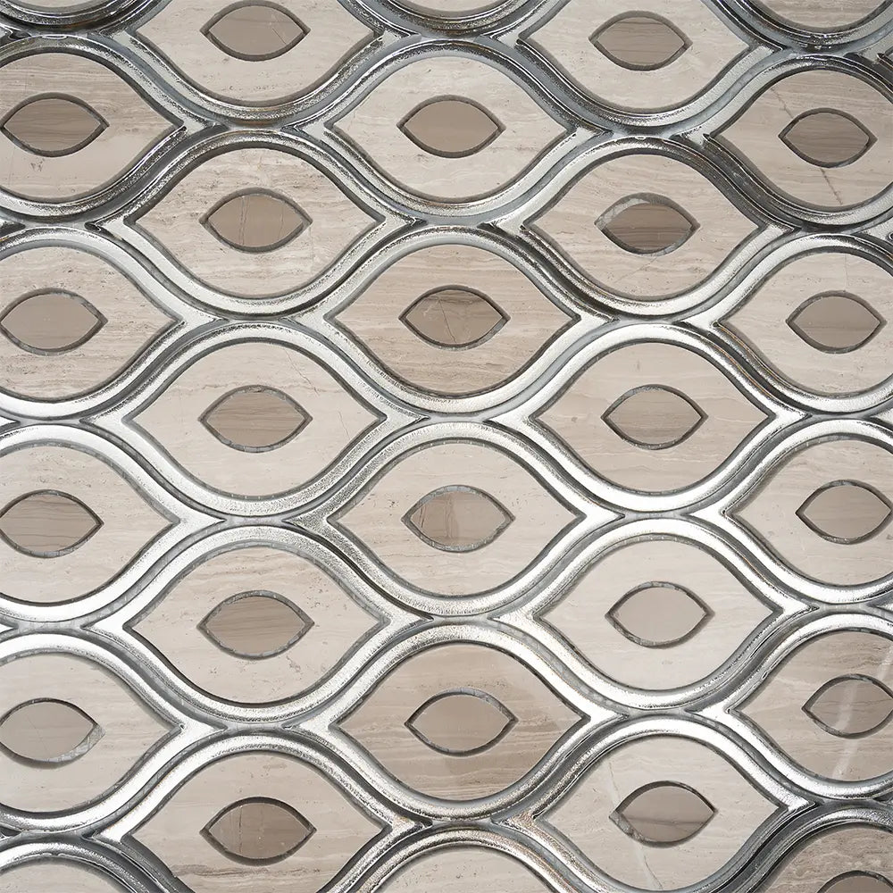 Evil Eye Wooden Beige Marble Mosaic Tile | Tile Club