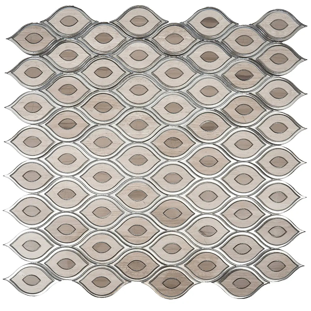 Evil Eye Wooden Beige Marble Mosaic Tile | Tile Club