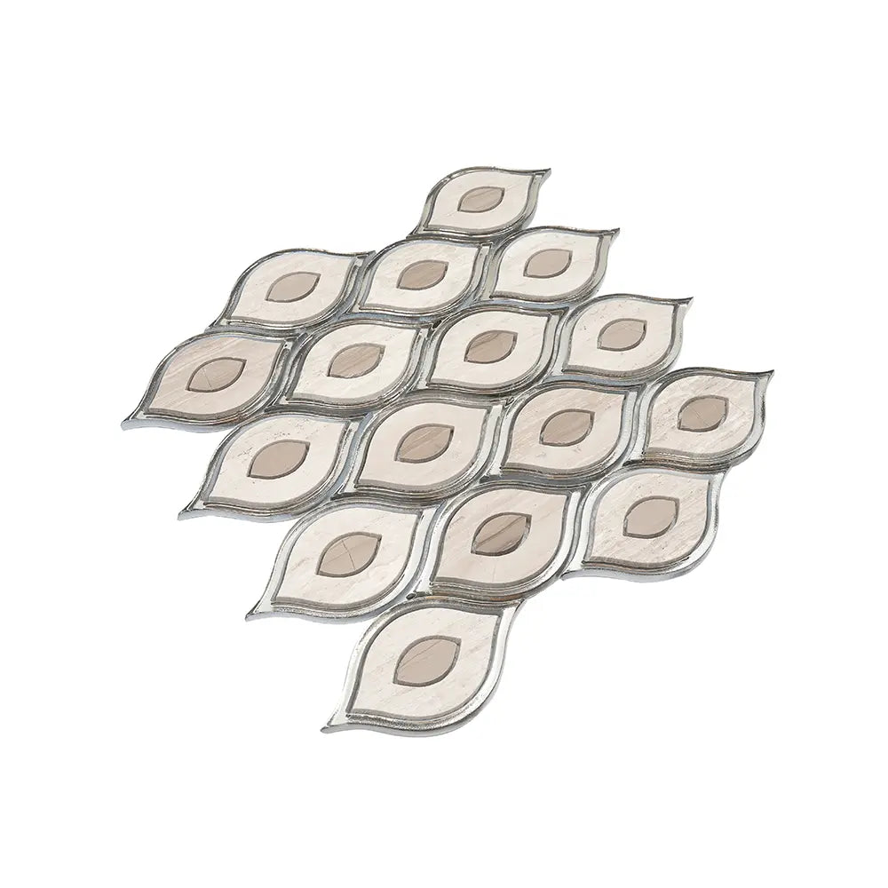 Evil Eye Wooden Beige Marble Mosaic Tile | Tile Club