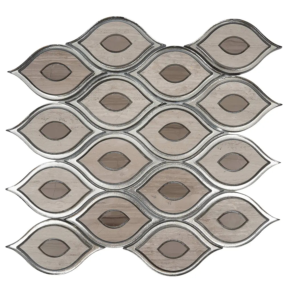 Evil Eye Wooden Beige Marble Mosaic Tile | Tile Club