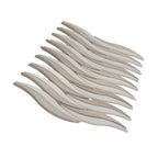 Waves Wooden Beige & Thassos Marble Mosaic Tile | Tile Club