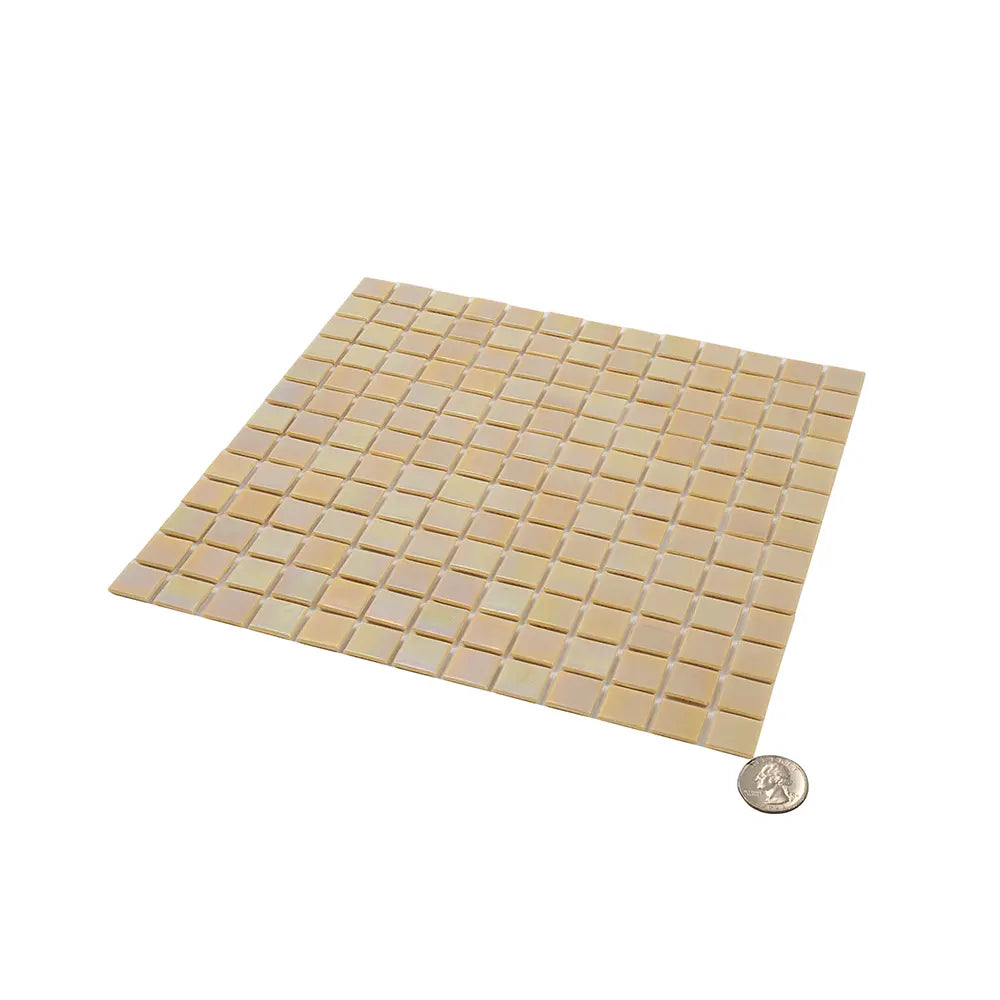 Pearlescent Buttercup Yellow Squares Glass Pool Tile | Tile Club
