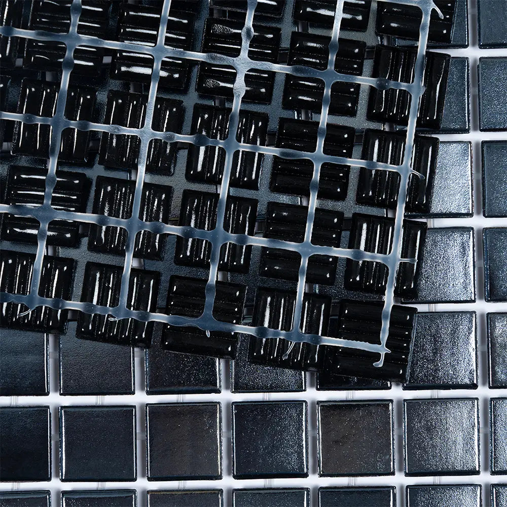 Pearly Denim Blue Squares Glass Pool Tile | Tile Club