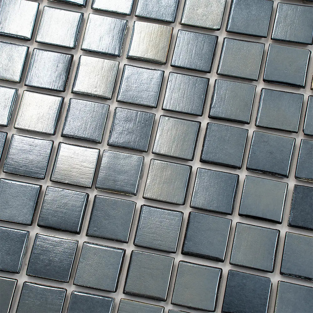 Pearly Denim Blue Squares Glass Pool Tile | Tile Club