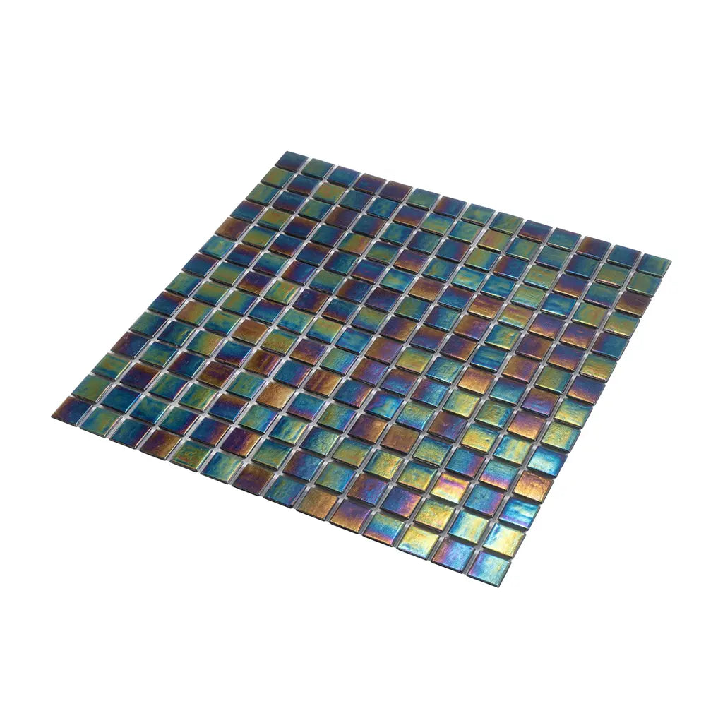 Dark Rainbow Squares Glass Pool Tile | Tile Club