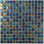 Dark Rainbow Squares Glass Pool Tile | Tile Club