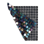 Dark Rainbow Squares Glass Pool Tile