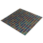 Dark Rainbow Squares Glass Pool Tile