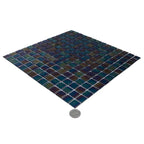 Dark Rainbow Squares Glass Pool Tile