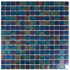 Dark Rainbow Squares Glass Pool Tile