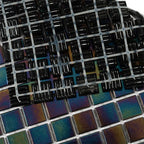 Dark Rainbow Squares Glass Pool Tile