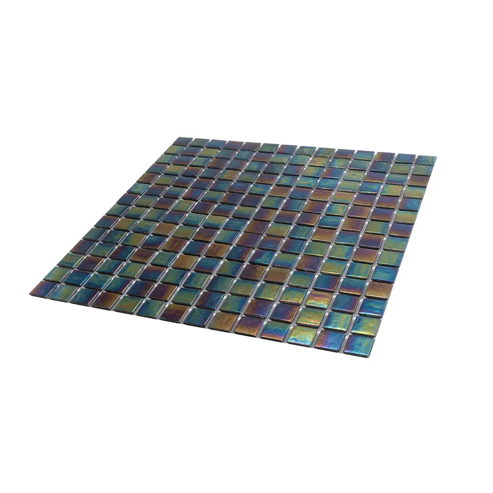 Dark Rainbow Squares Glass Pool Tile | Tile Club
