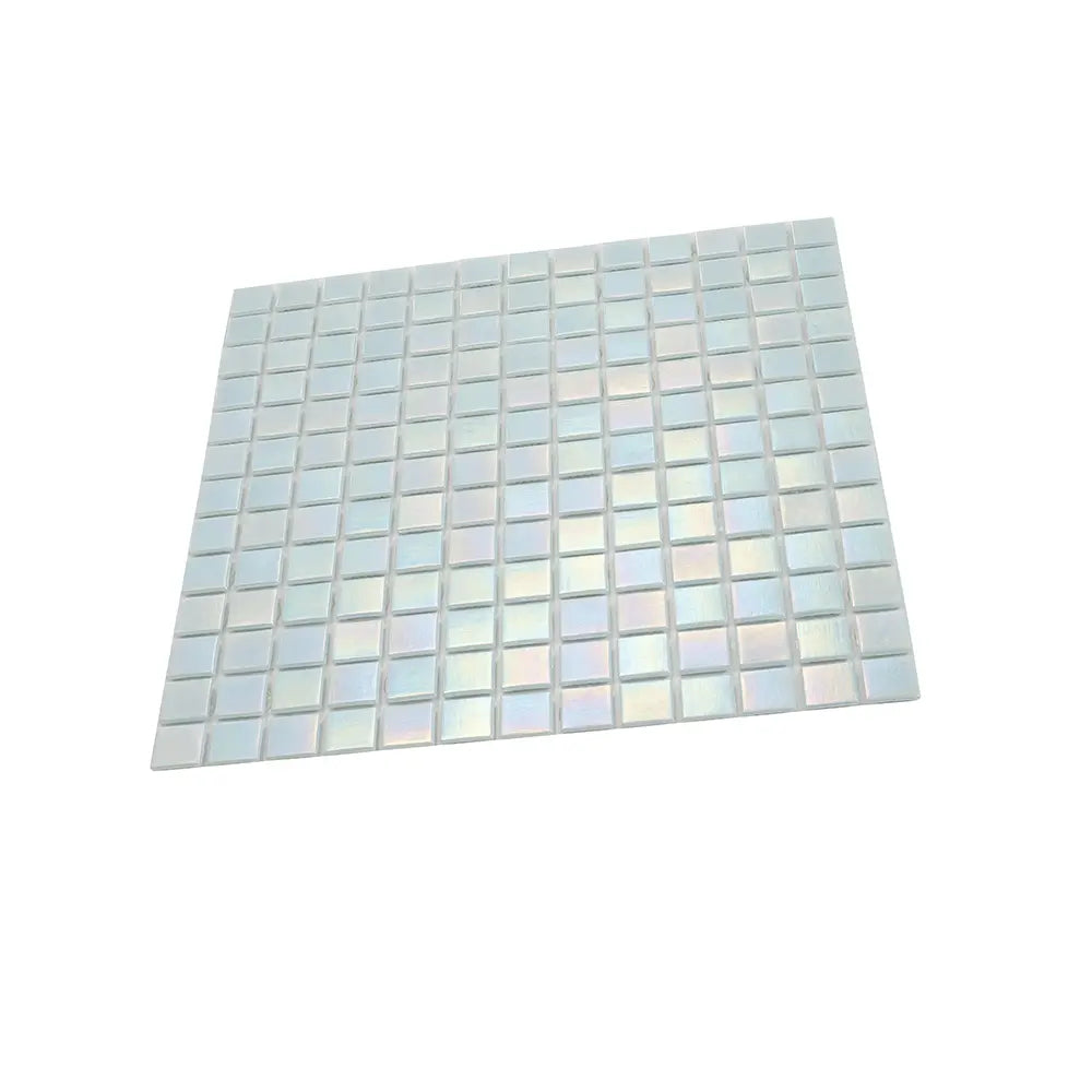 Pearly Powder Blue Squares Glass Pool Tile | Tile Club