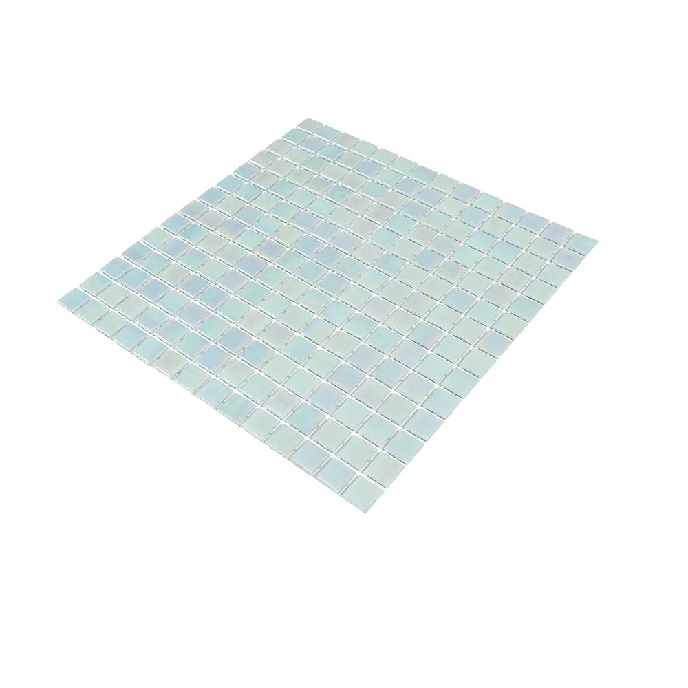 Pearly Powder Blue Squares Glass Pool Tile | Tile Club