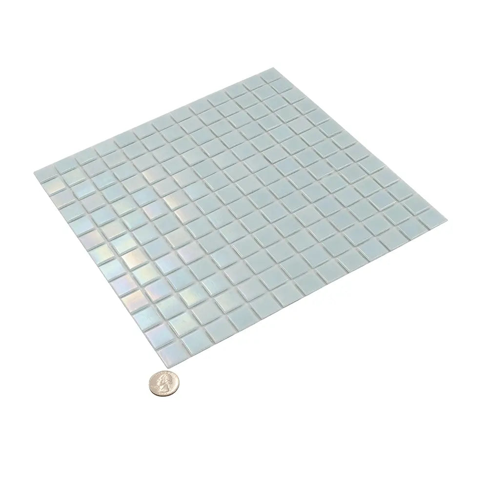 Pearly Powder Blue Squares Glass Pool Tile | Tile Club