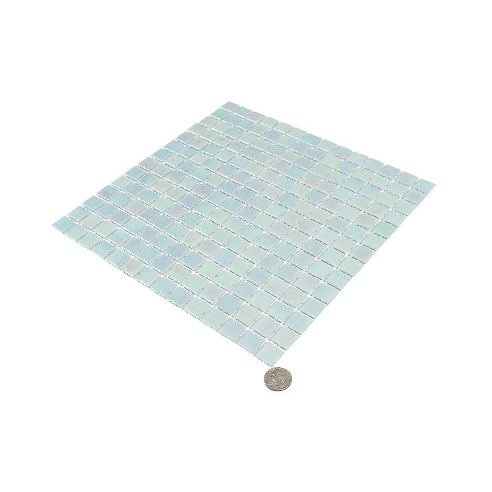 Pearly Powder Blue Squares Glass Pool Tile | Tile Club