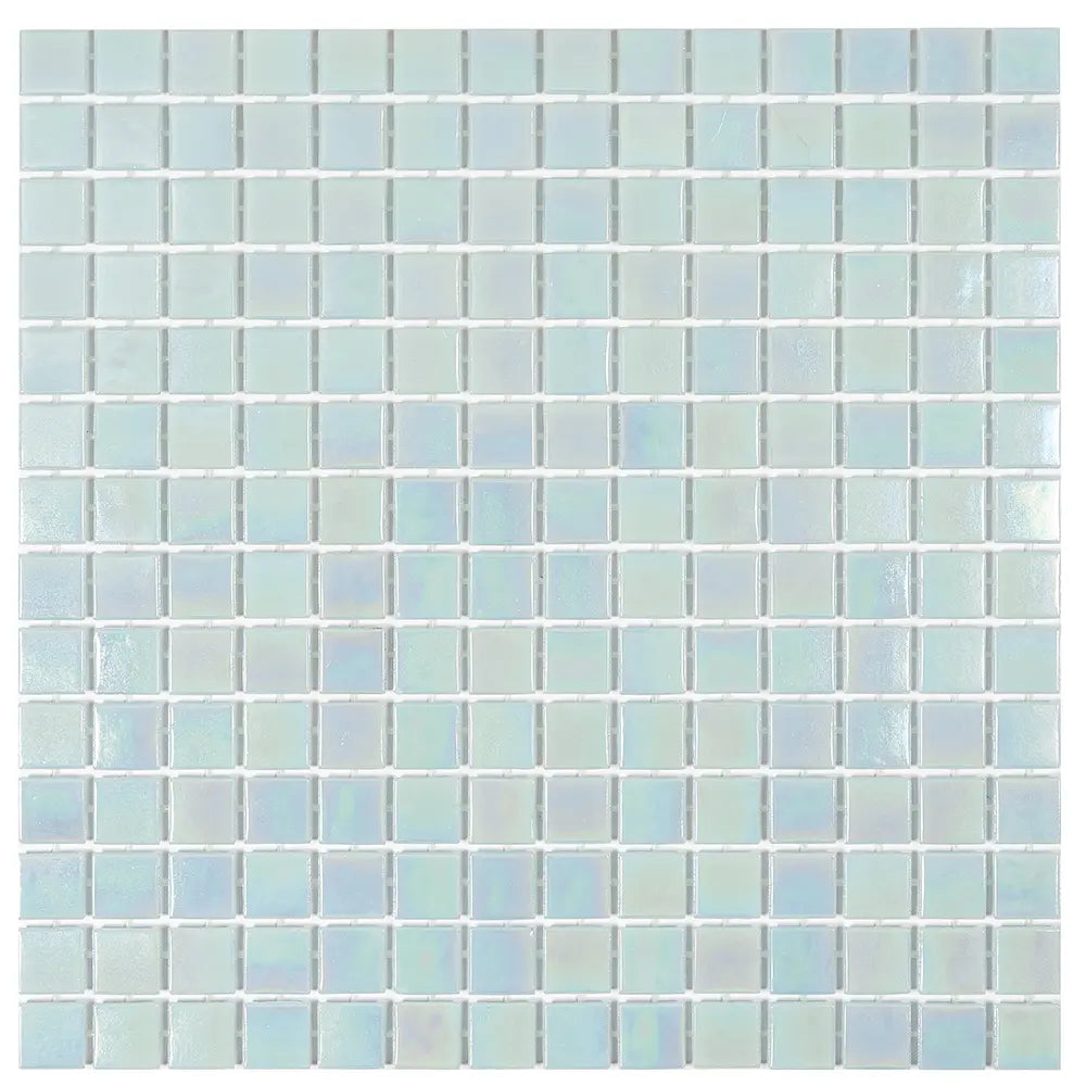 Pearly Powder Blue Squares Glass Pool Tile | Tile Club