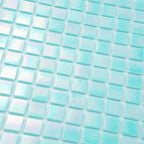 Pearly Aqua Blue Squares Glass Pool Tile | Tile Club