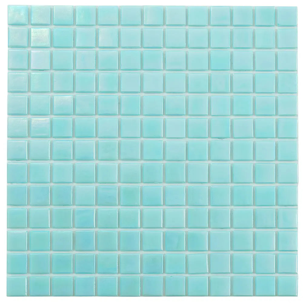Pearly Aqua Blue Squares Glass Pool Tile | Tile Club