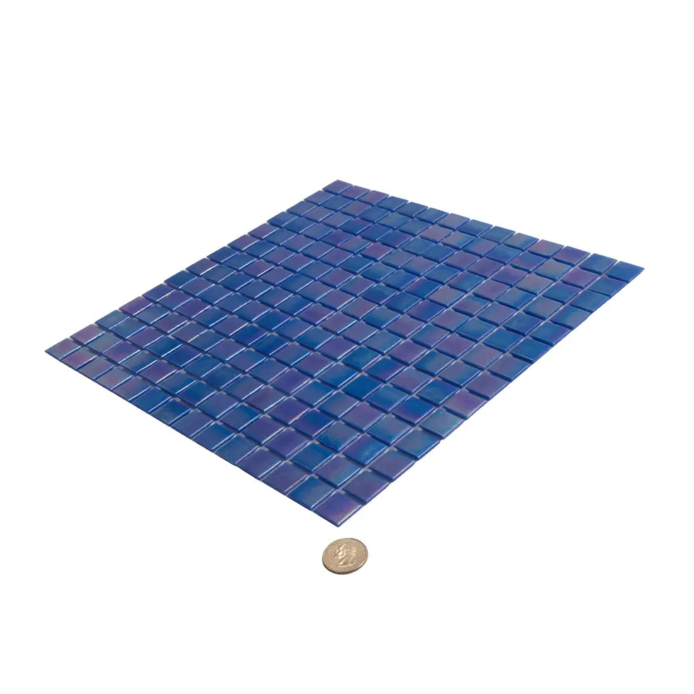 Pearly Dark Blue Squares Glass Pool Tile | Tile Club