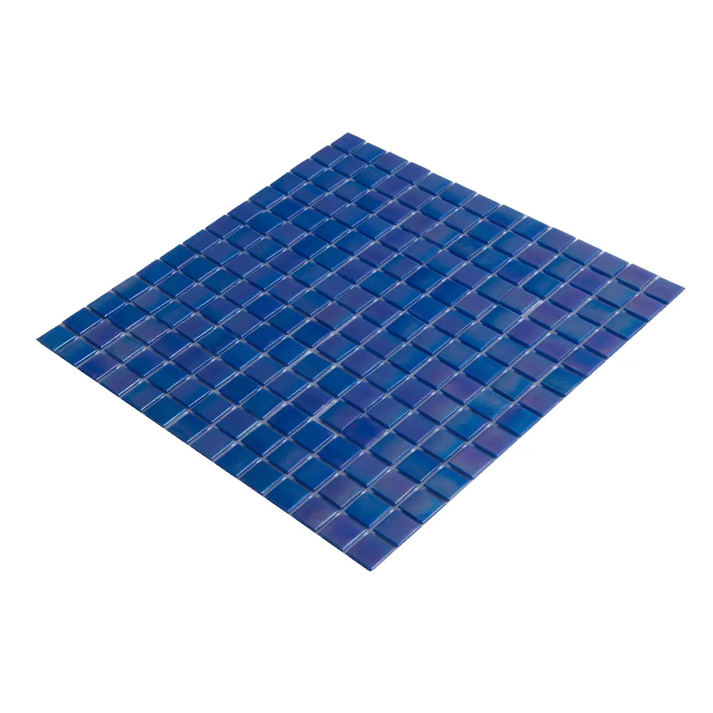 Pearly Dark Blue Squares Glass Pool Tile | Tile Club