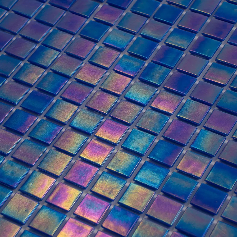 Pearly Dark Blue Squares Glass Pool Tile | Tile Club
