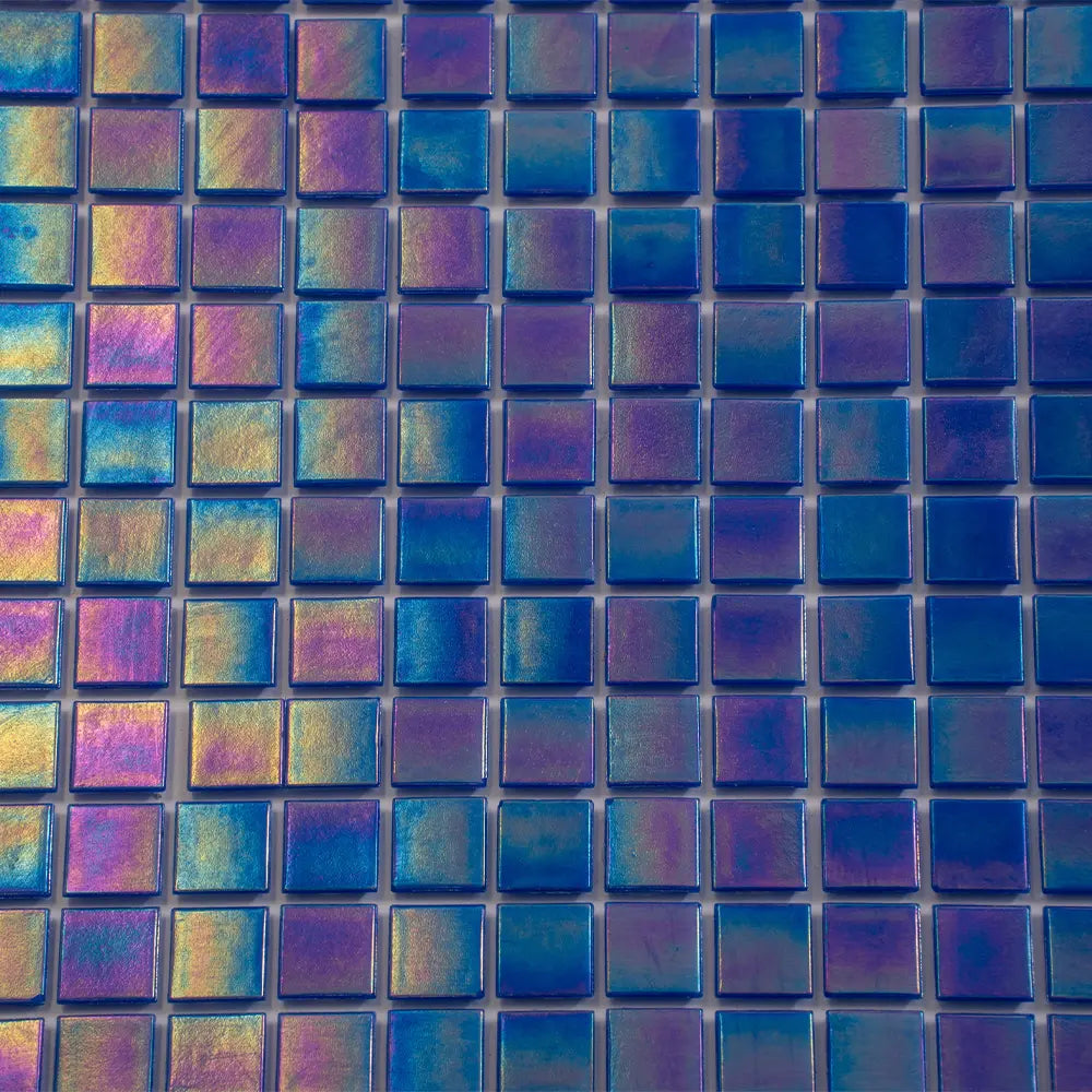 Pearly Dark Blue Squares Glass Pool Tile | Tile Club