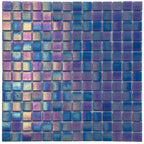 Pearly Dark Blue Squares Glass Pool Tile | Tile Club