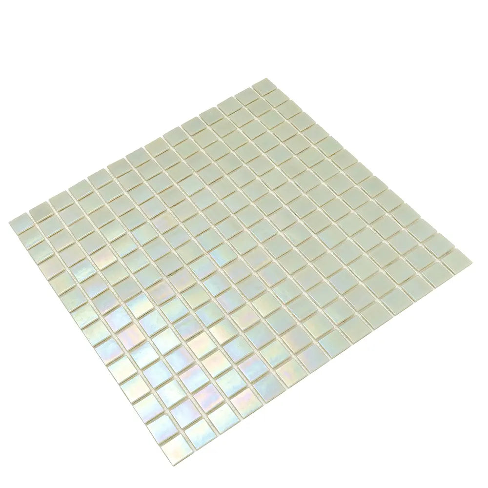 Pearly Pastel Green Squares Glass Pool Tile | Tile Club
