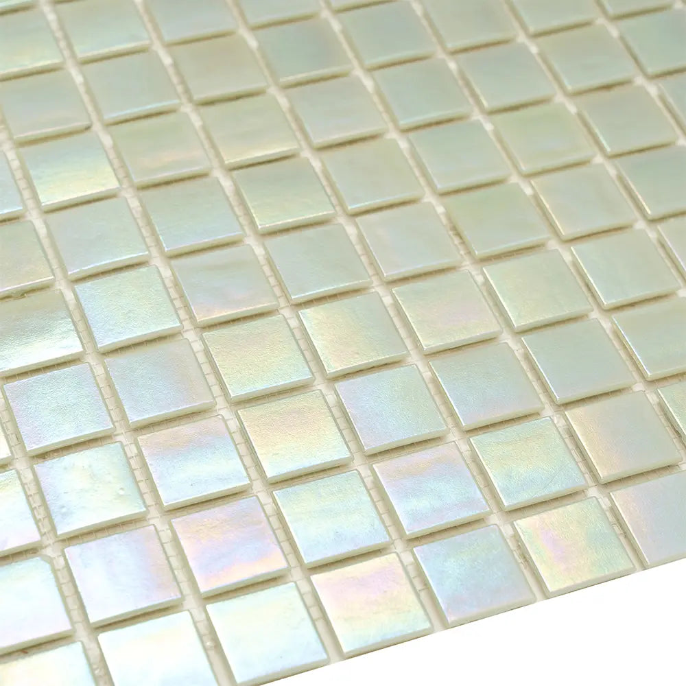 Pearly Pastel Green Squares Glass Pool Tile | Tile Club