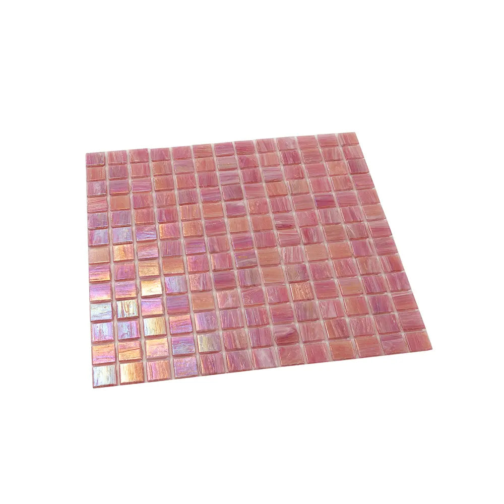Pearly Swirled Pink Squares Glass Pool Tile | Tile Club