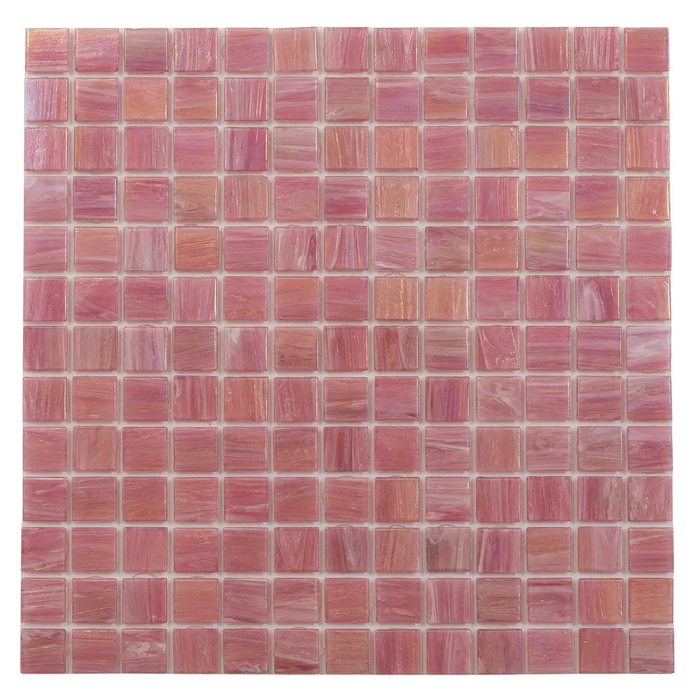 Pearly Swirled Pink Squares Glass Pool Tile | Tile Club