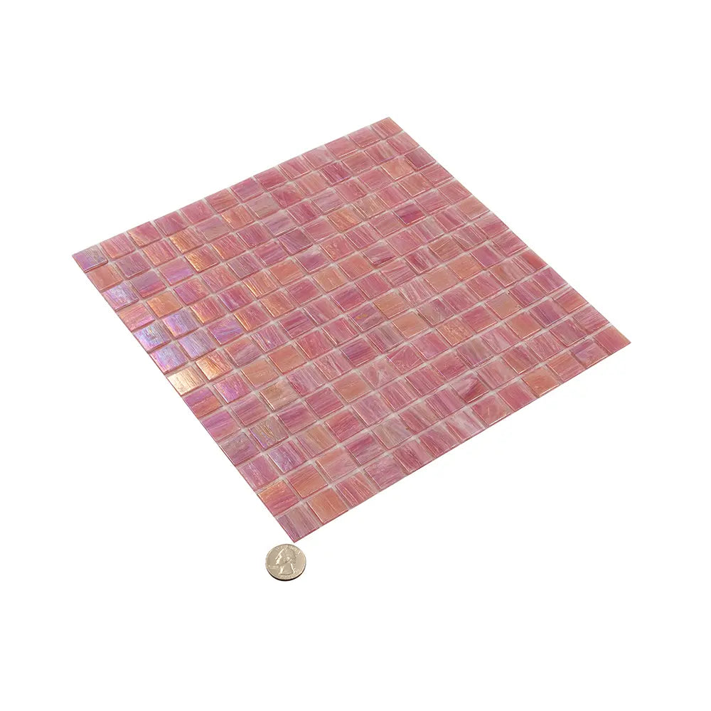 Pearly Swirled Pink Squares Glass Pool Tile | Tile Club