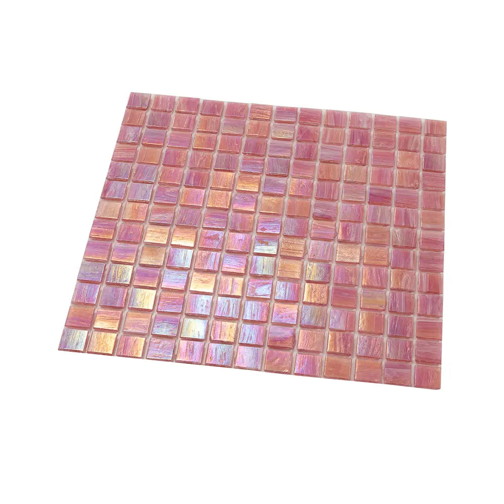 Pearly Swirled Pink Squares Glass Pool Tile | Tile Club