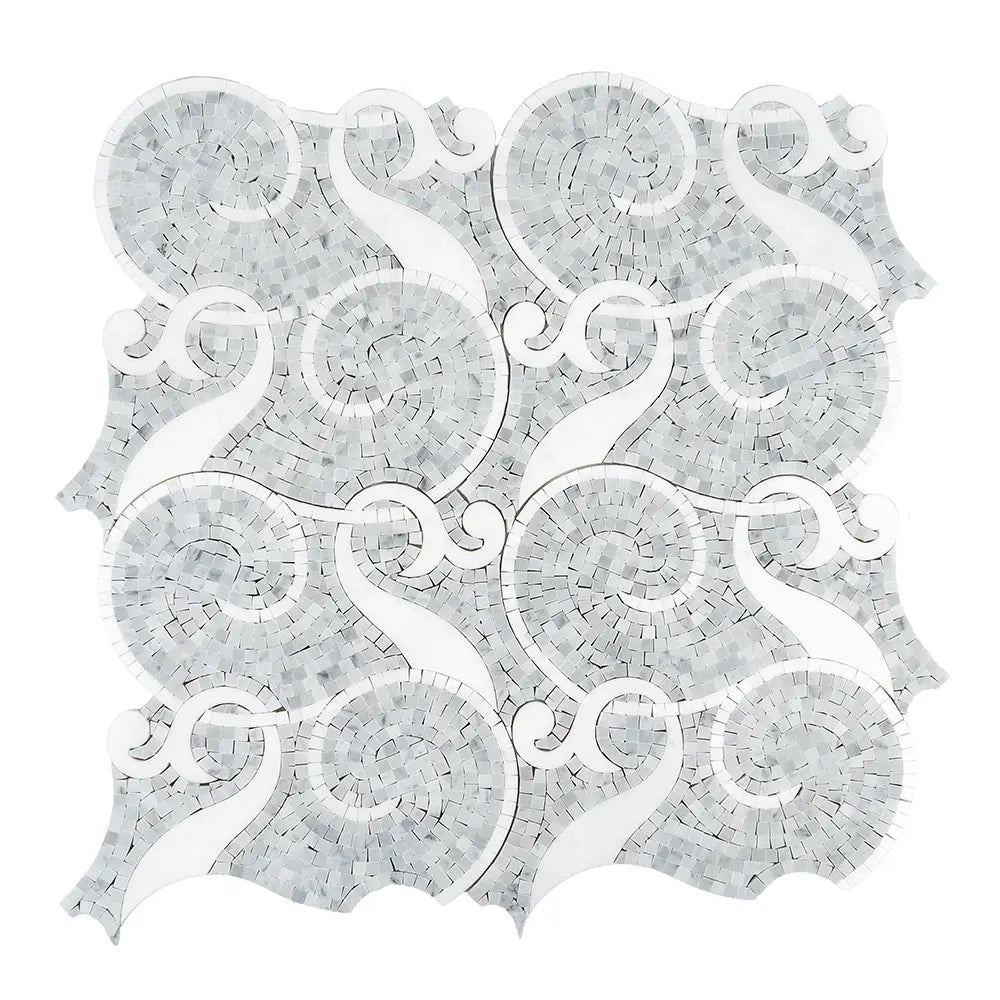 Villa Bianco Carrara & Thassos Micro Mosaic Tile | Tile Club