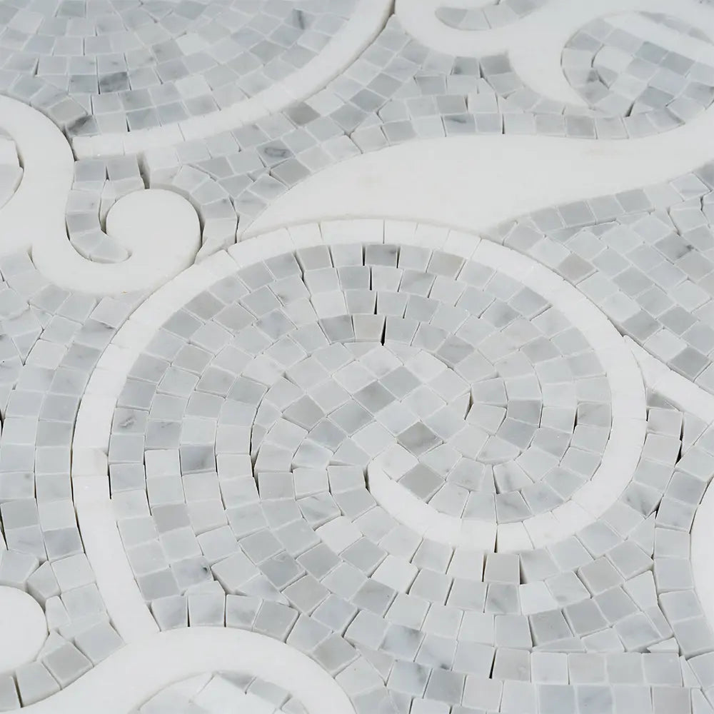 Villa Bianco Carrara & Thassos Micro Mosaic Tile | Tile Club