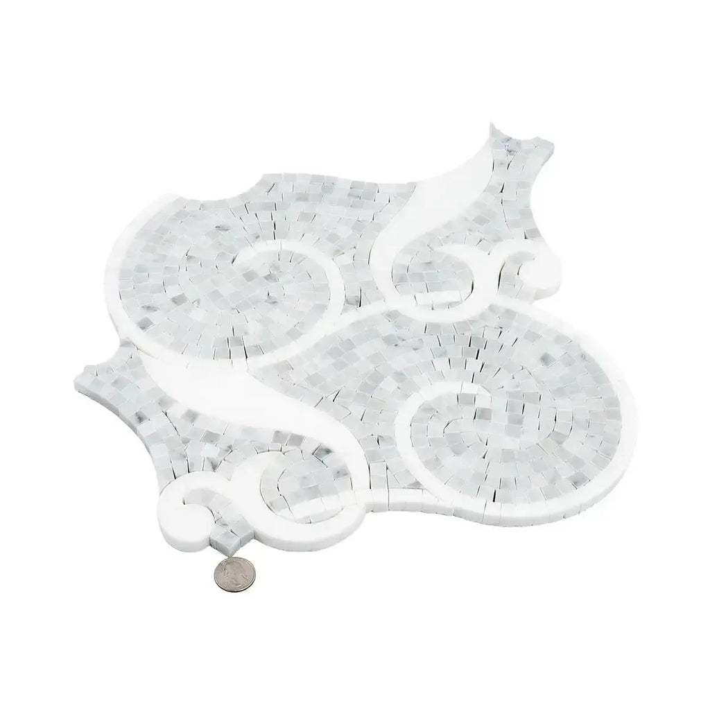 Villa Bianco Carrara & Thassos Micro Mosaic Tile | Tile Club