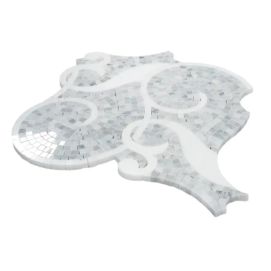 Villa Bianco Carrara & Thassos Micro Mosaic Tile | Tile Club