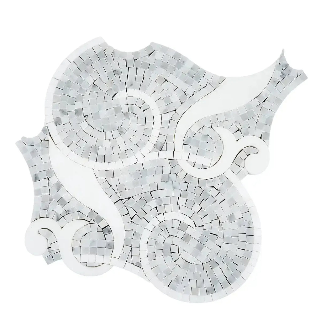 Villa Bianco Carrara & Thassos Micro Mosaic Tile | Tile Club