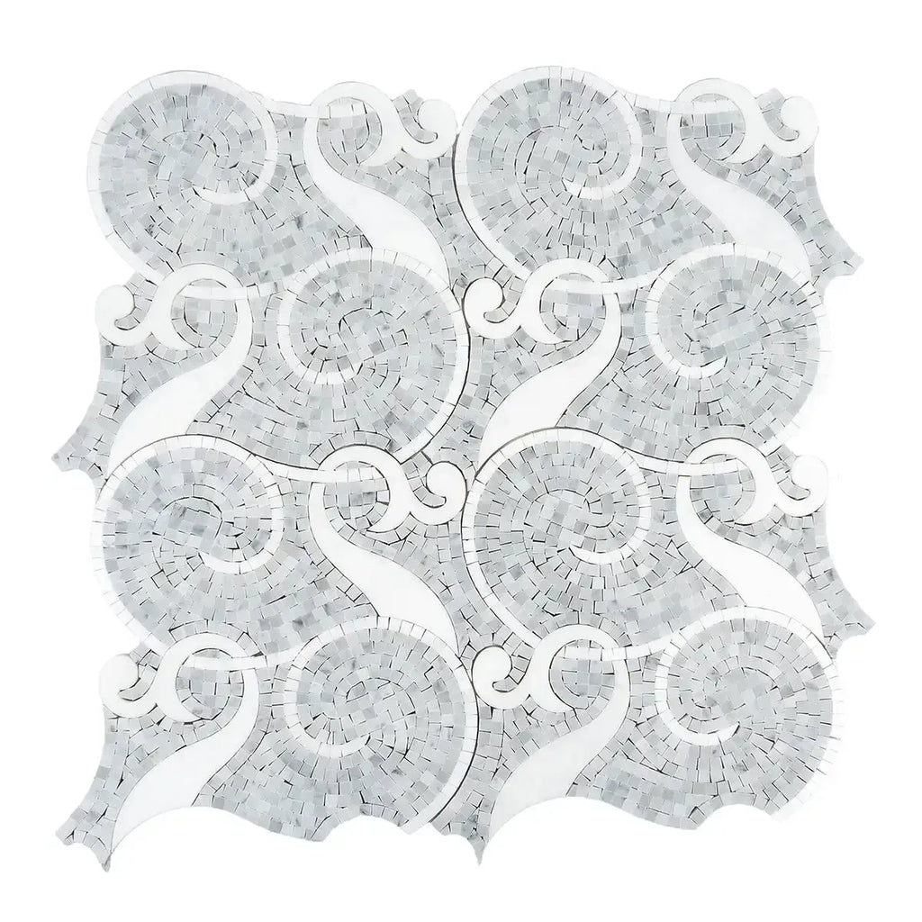 Villa Bianco Carrara & Thassos Micro Mosaic Tile | Tile Club
