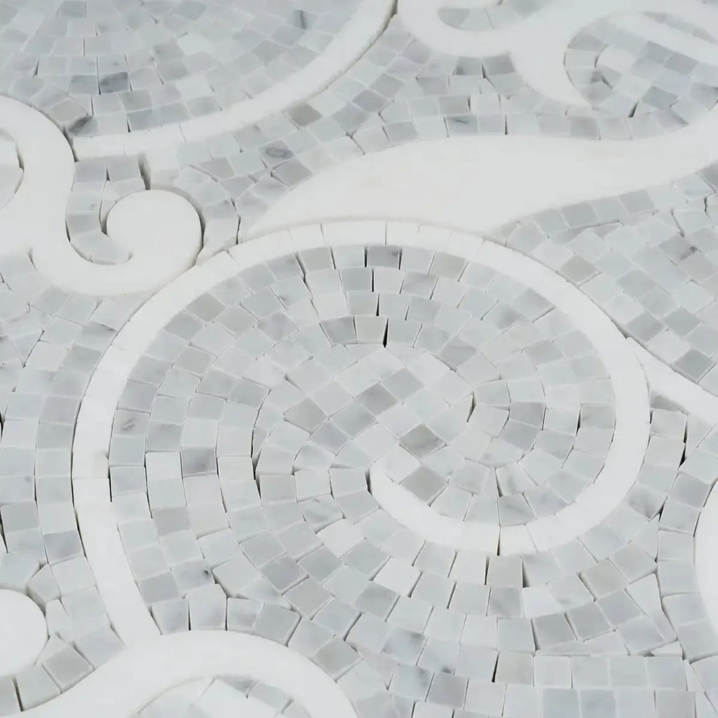 Villa Bianco Carrara & Thassos Micro Mosaic Tile | Tile Club