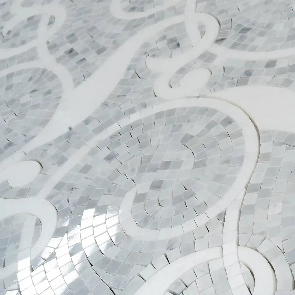 Villa Bianco Carrara & Thassos Micro Mosaic Tile | Tile Club