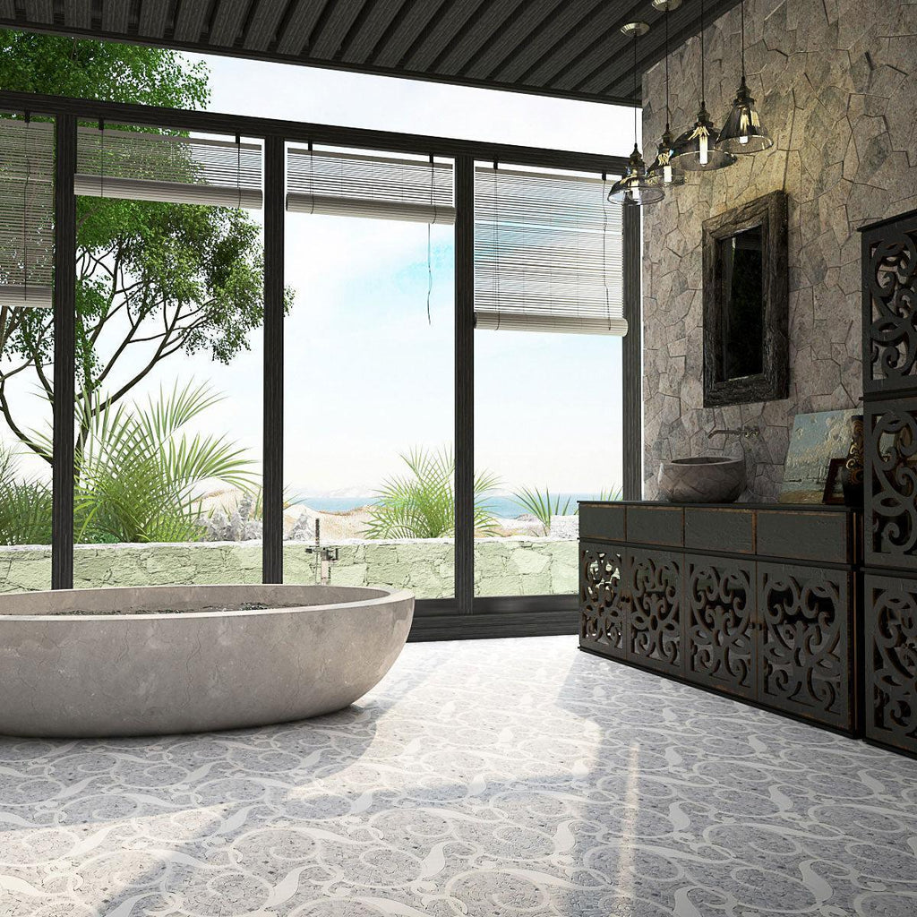 Villa Bianco Carrara & Thassos Micro Mosaic Tile | Tile Club