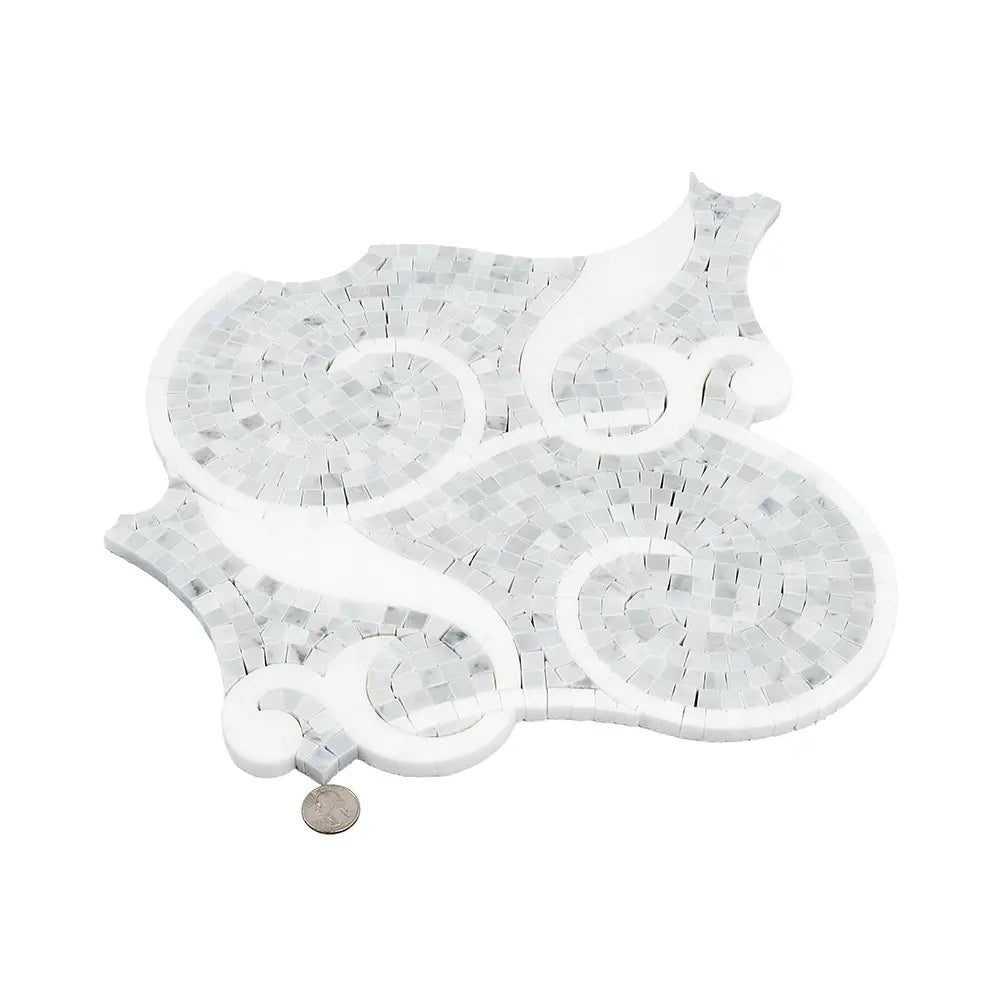 Villa Bianco Carrara & Thassos Micro Mosaic Tile | Tile Club