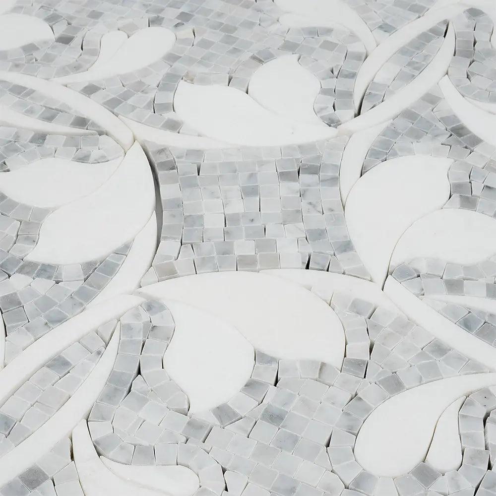 Floral Dream Bianco Carrara & Thassos Mosaic Tile | Tile Club