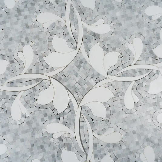 Floral Dream Bianco Carrara & Thassos Mosaic Tile