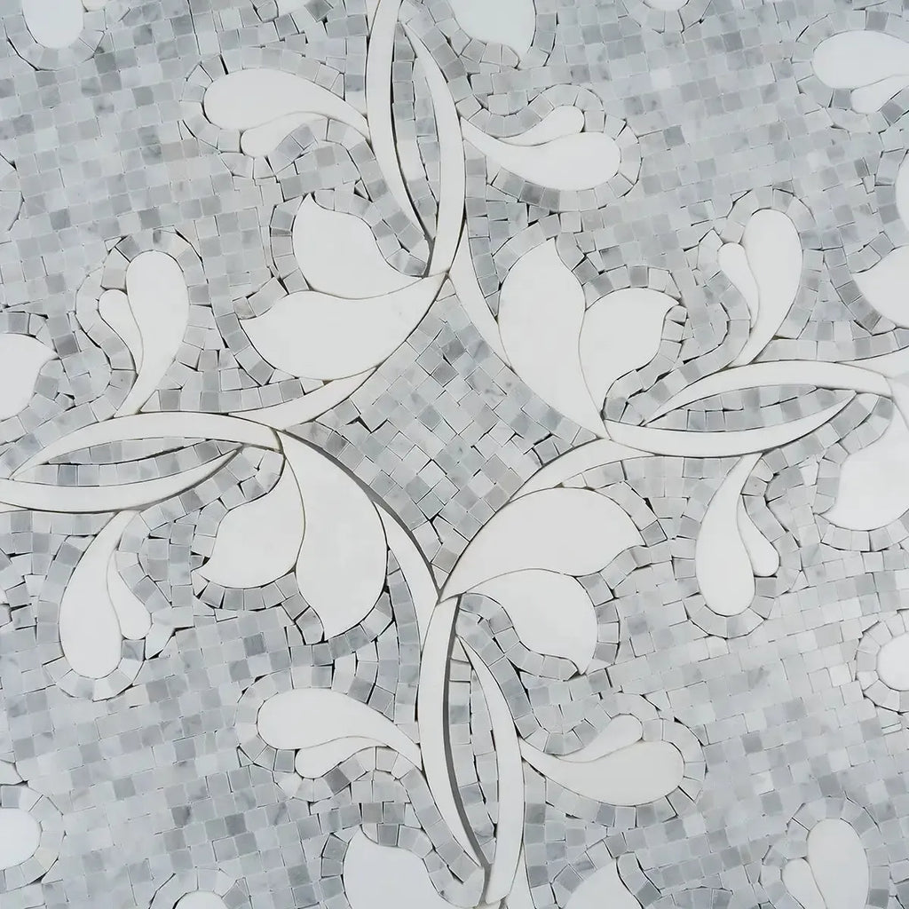 Floral Dream Bianco Carrara & Thassos Mosaic Tile | Tile Club