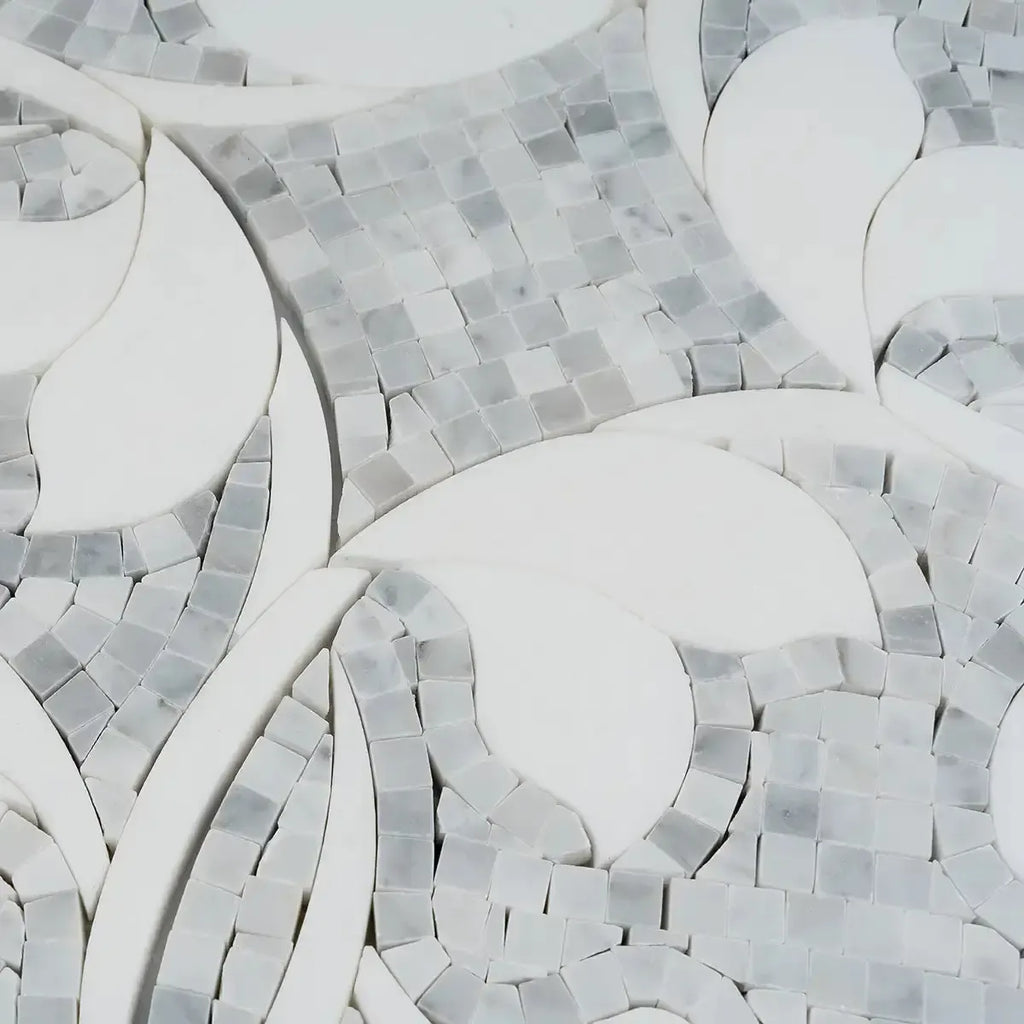 Floral Dream Bianco Carrara & Thassos Mosaic Tile | Tile Club