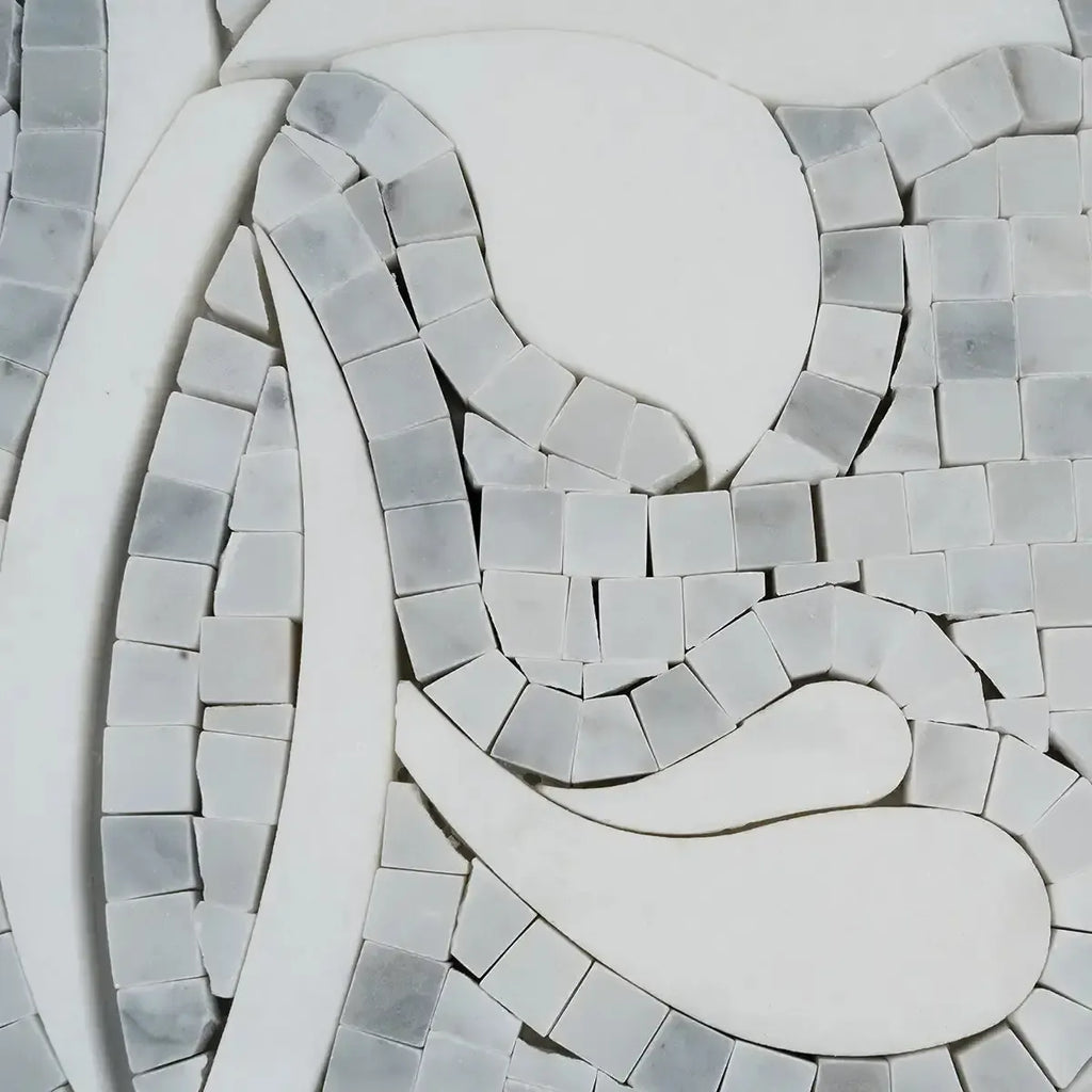 Floral Dream Bianco Carrara & Thassos Mosaic Tile | Tile Club