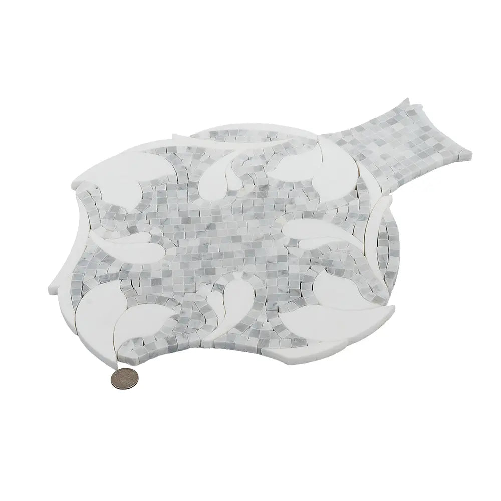 Floral Dream Bianco Carrara & Thassos Mosaic Tile | Tile Club